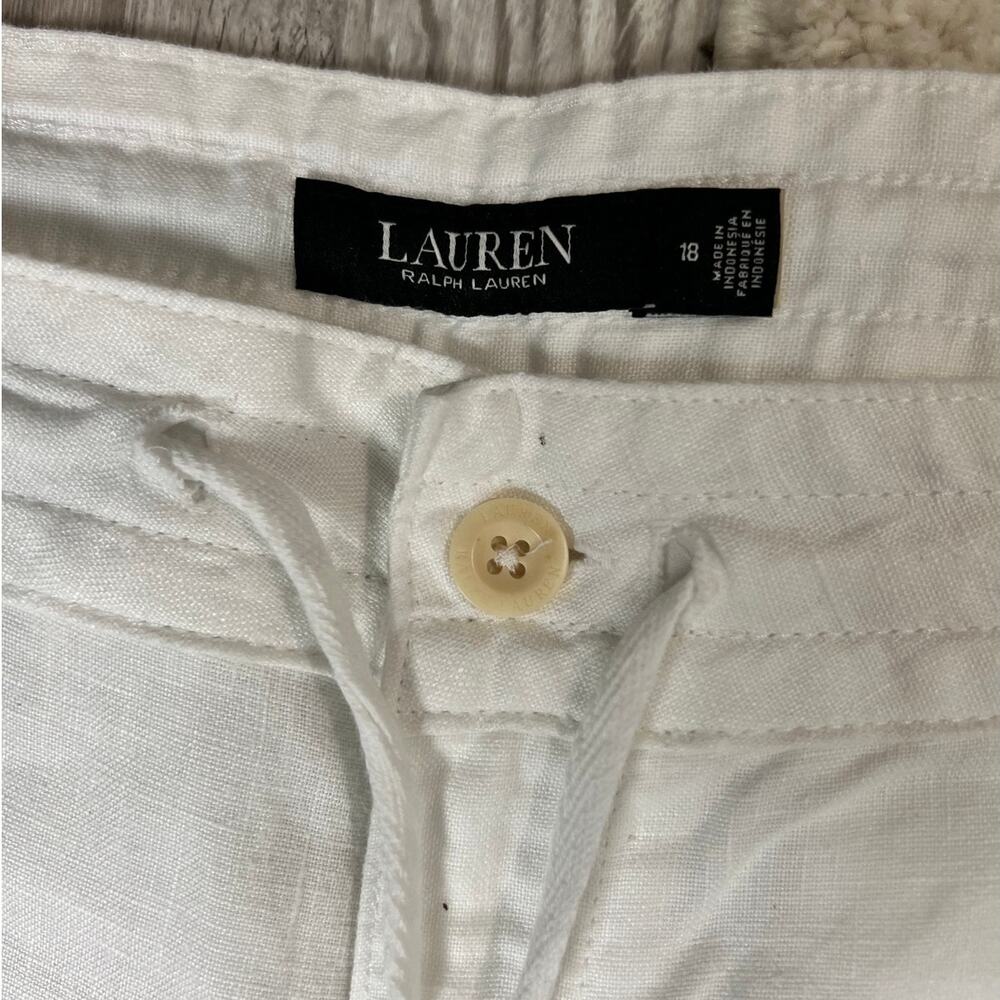 Lauren Ralph Lauren White Linen Wide Leg Crop Pants Women’s 18 Old Money Chic - Picture 4 of 10